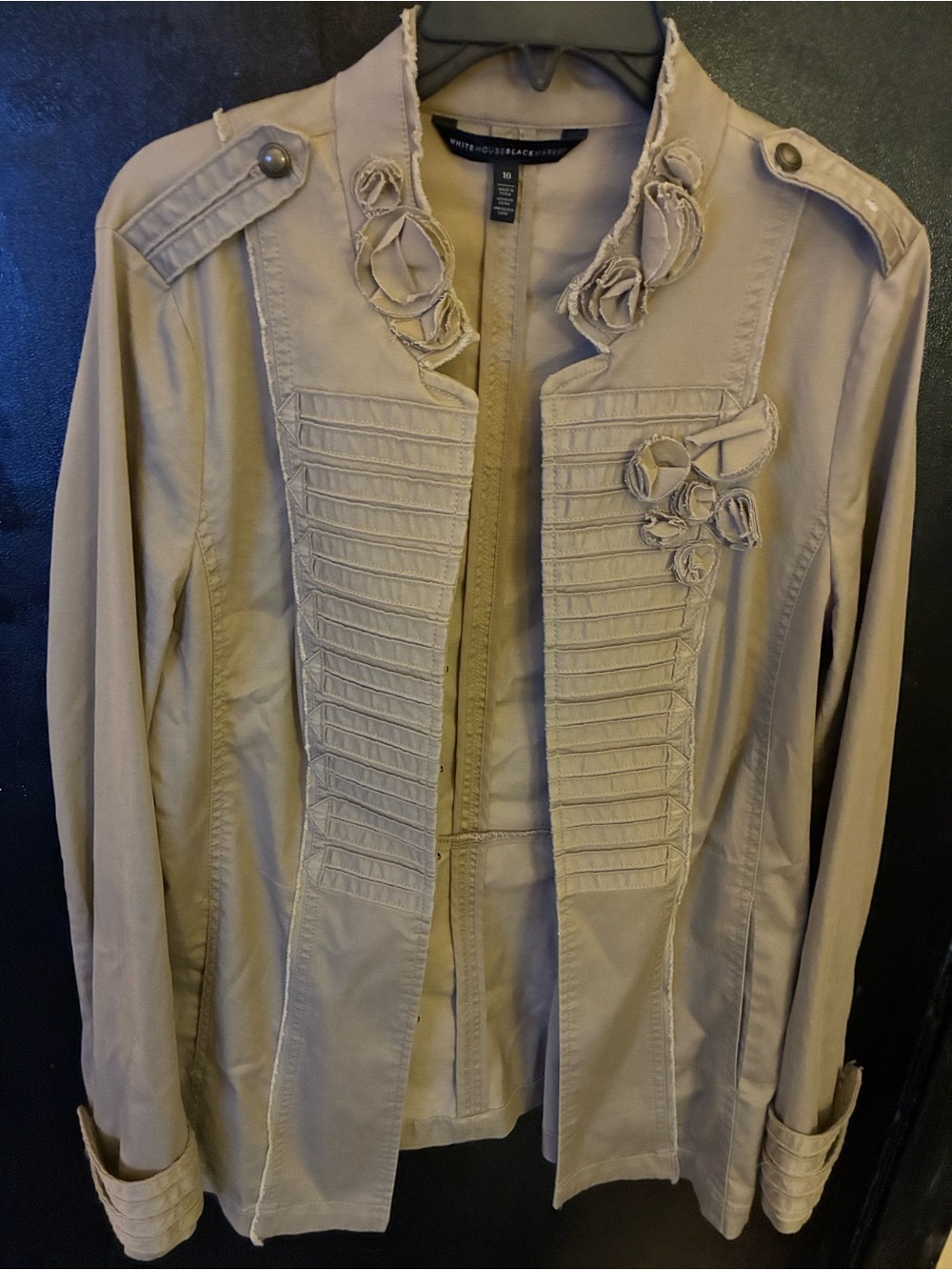 White House Black Market Military Jacket with Rosettes 10